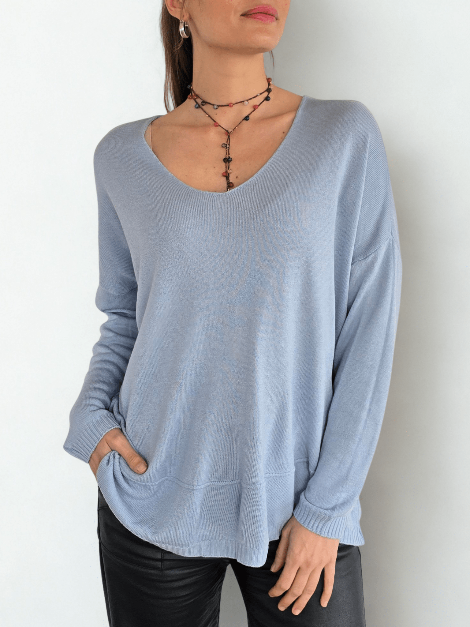 Sweater Italiano ancho, color Celeste