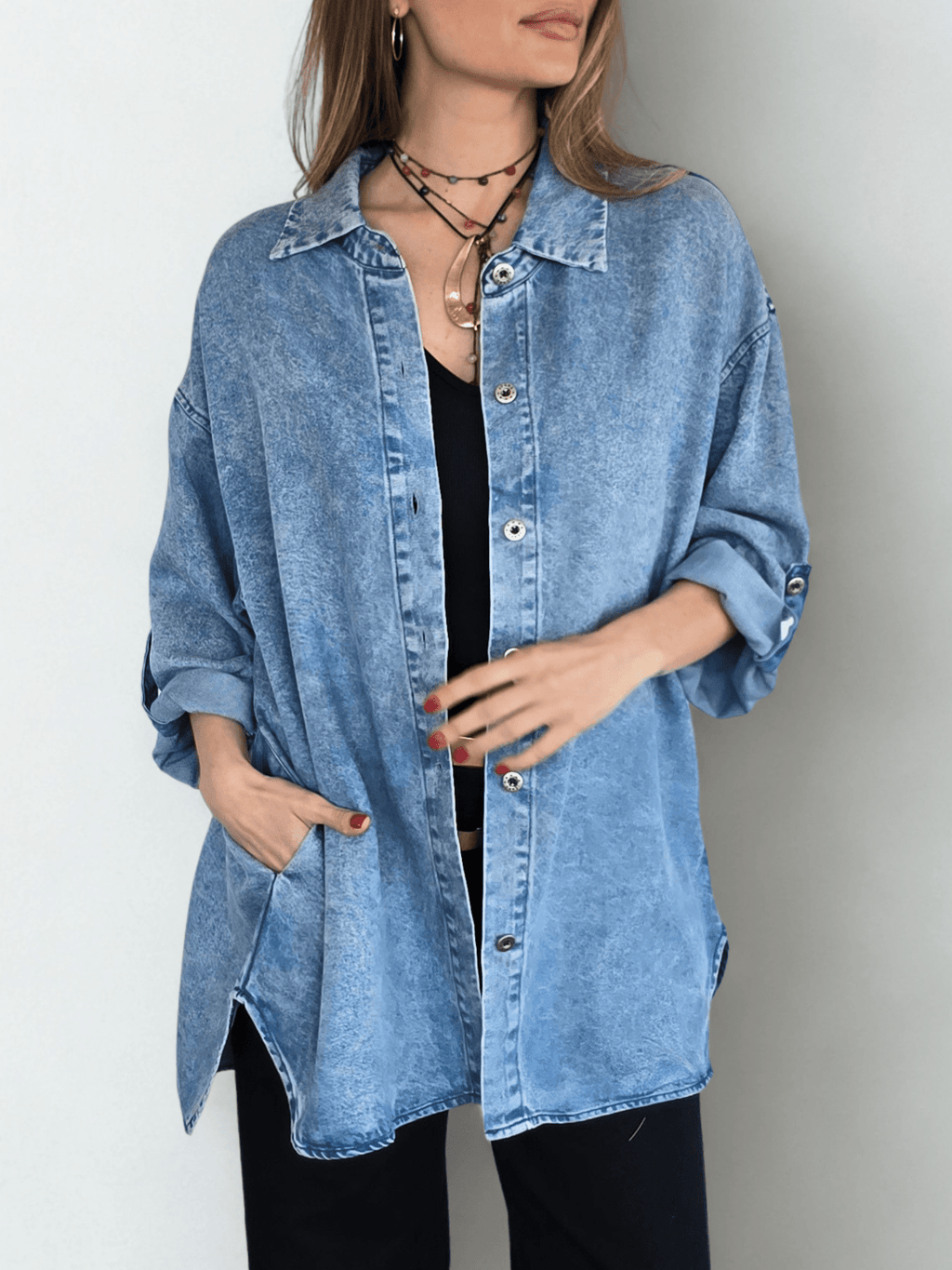 Chaqueta Jeans Tencel, color Celeste