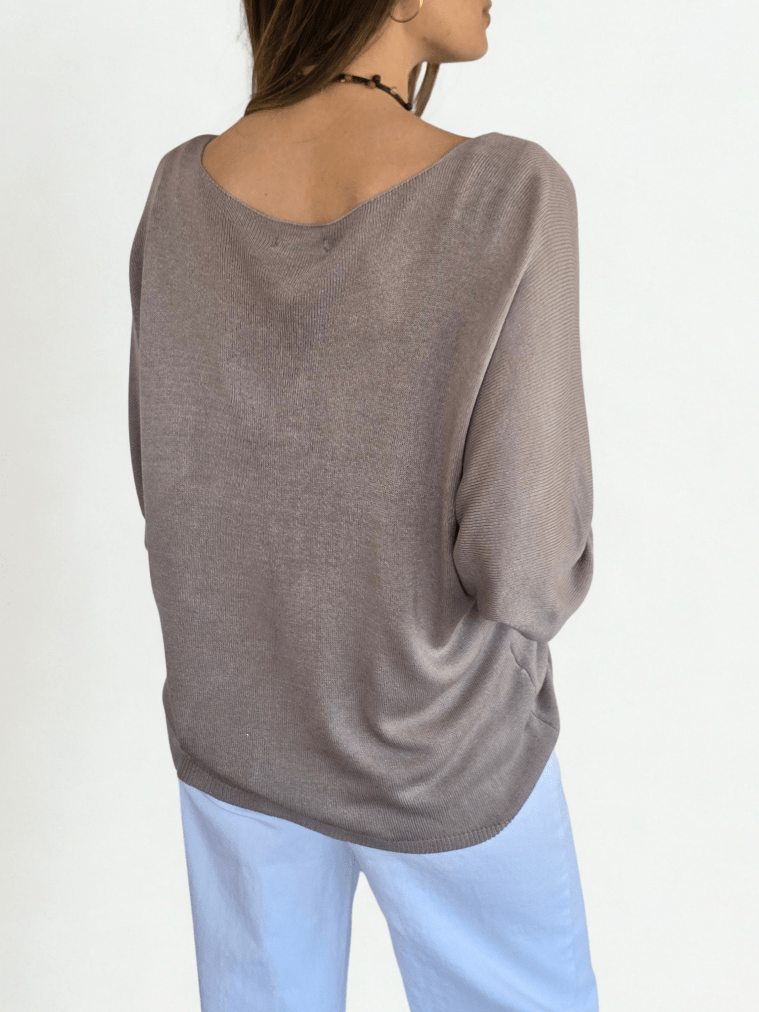 Sweater Italiano Manga 3/4, color Taupe