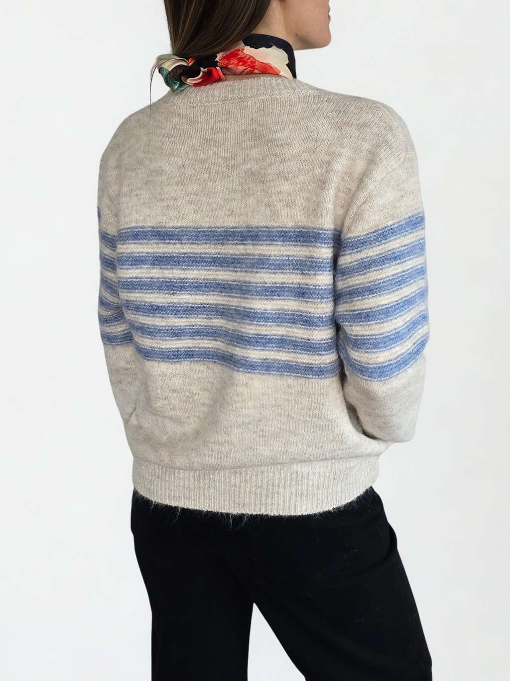 Chaleco con Rayas, color Beige con Celeste