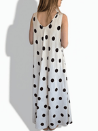 Vestido Lunares, fondo Beige