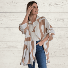 Cargar imagen en el visor de la galería, Vestido / Blusón Italiano, color Blanco con Tostado
