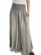 Pantalón Palazzo Italiano 100% Lino, color Taupe