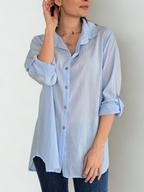 Blusa Italiana 100% Algodón, color Celeste
