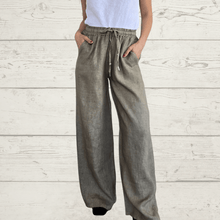 Cargar imagen en el visor de la galería, Pantalón 100% Lino Italiano, color Tostado
