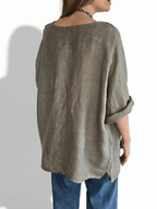 Blusa 100% Lino Italiano Ancha, color Taupe