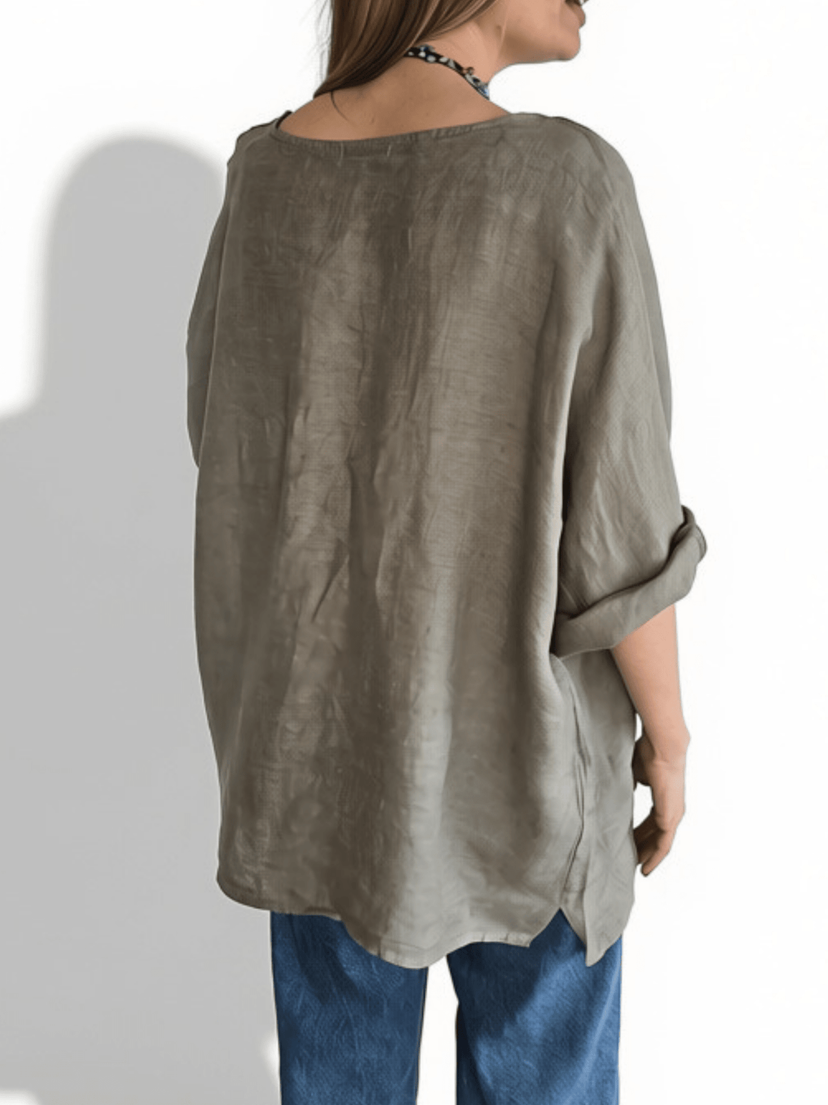 Blusa 100% Lino Italiano Ancha, color Taupe