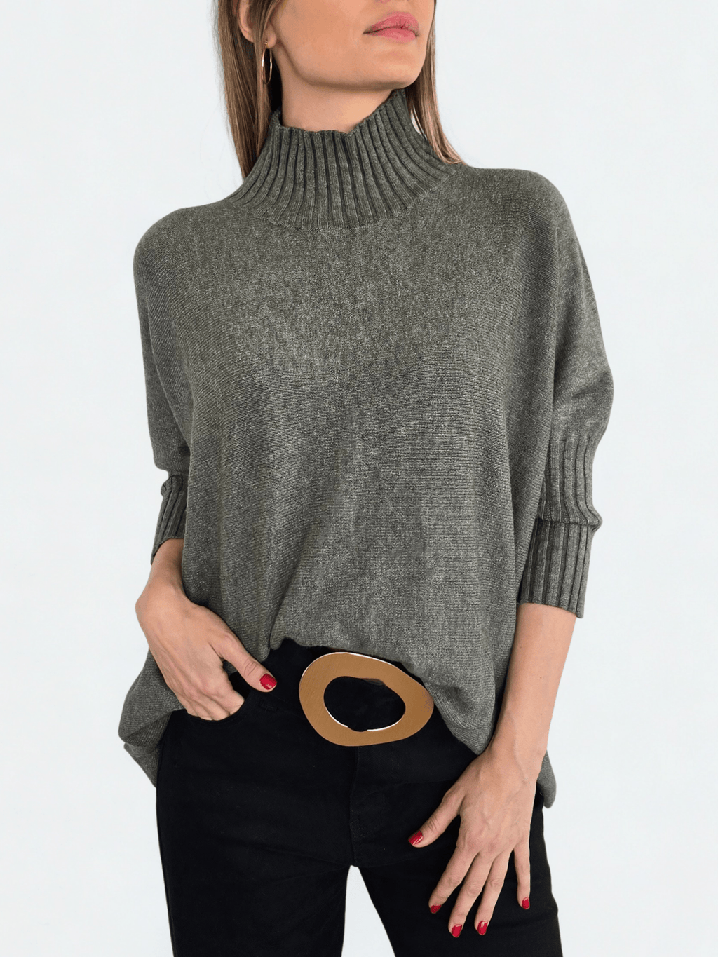 Sweater Italiano manga 3/4, color verde