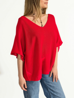 Sweater Italiano Manga 3/4, color Rojo