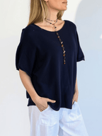 Sweater Italiano 3/4, color Azul Marino