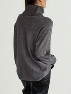 Sweater cuello subido Ribete, color Gris
