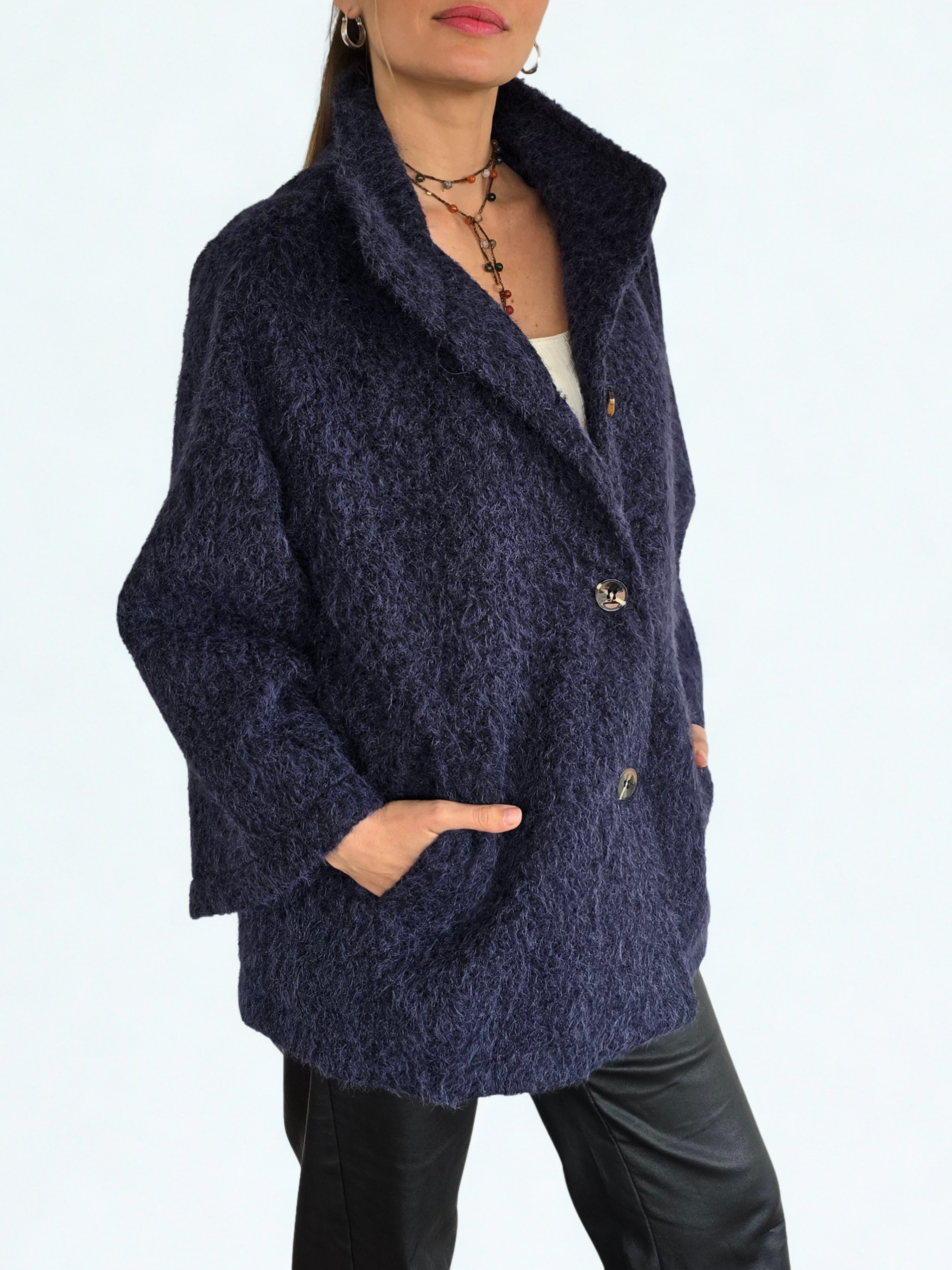 Chaqueta Bouclé, color Azul
