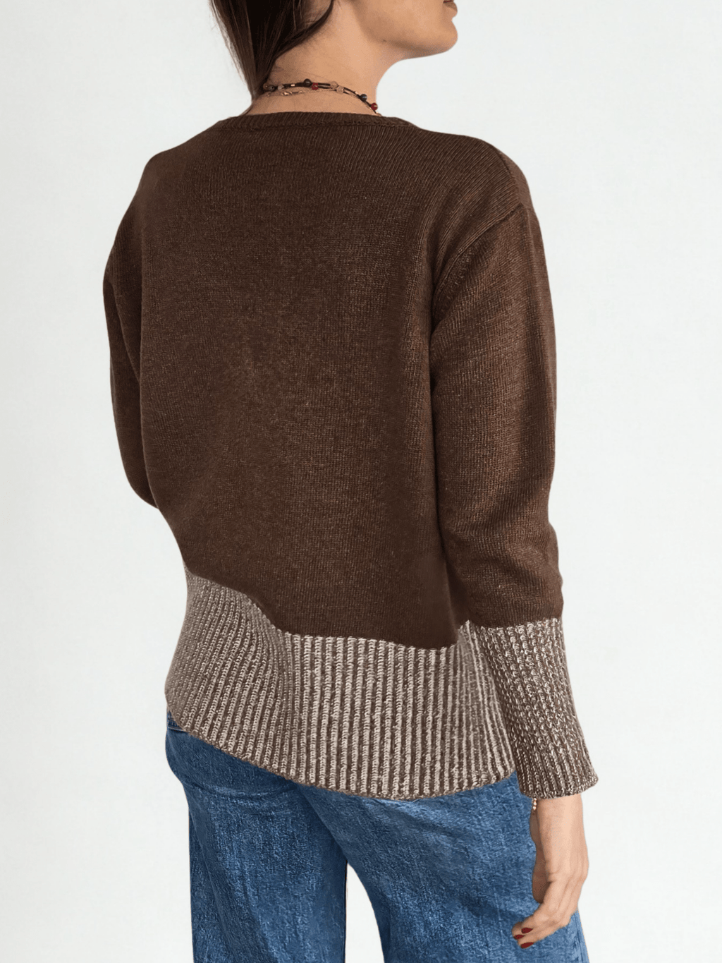 Sweater Italiano Pretina Rayada, color Chocolate