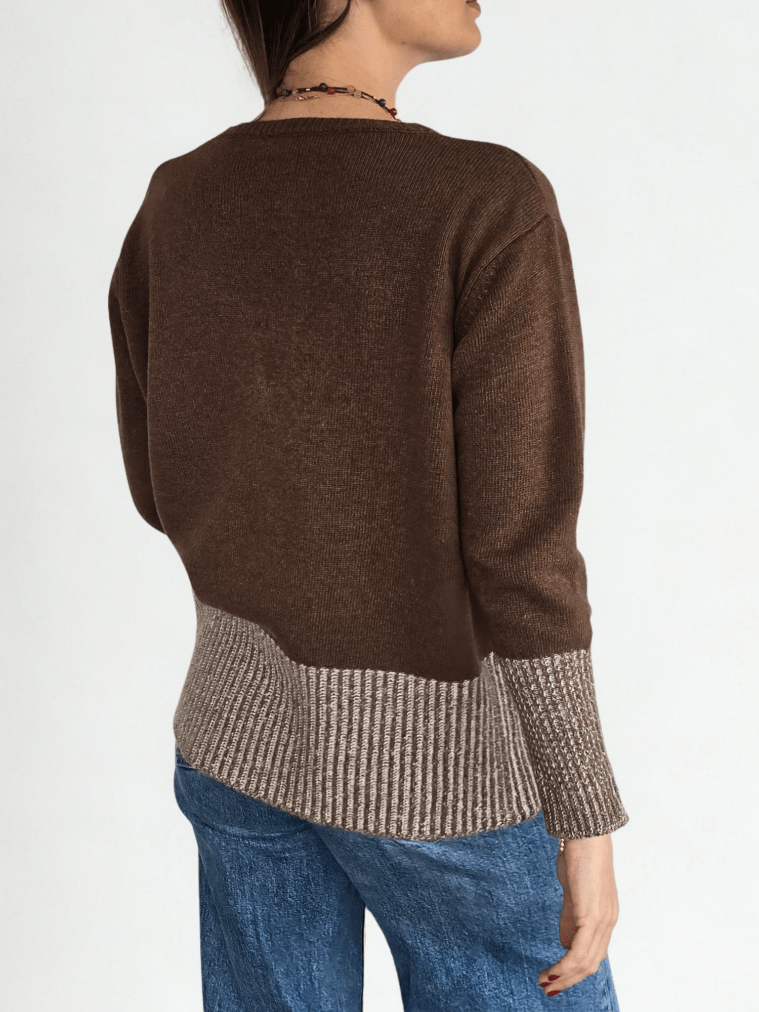 Sweater Italiano Pretina Rayada, color Chocolate