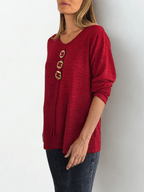 Polera Tres botones, color Burdeo