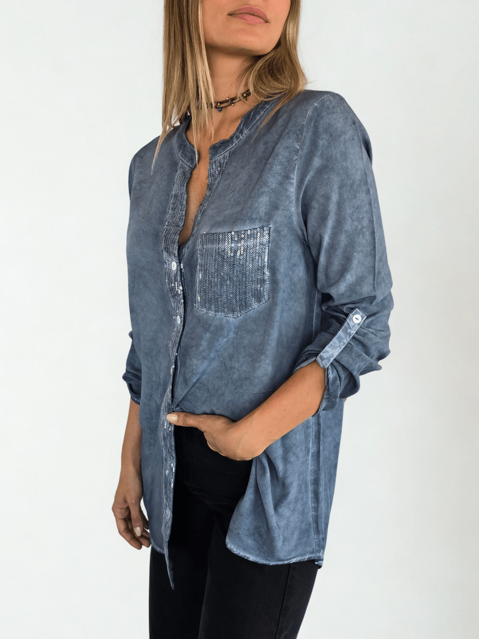 Blusa Teñida, color Azul