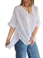 Blusa Italiana Escote Bordado, color Blanco