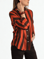 Blusa Italiana Rayada, color Chocolate con Terracota