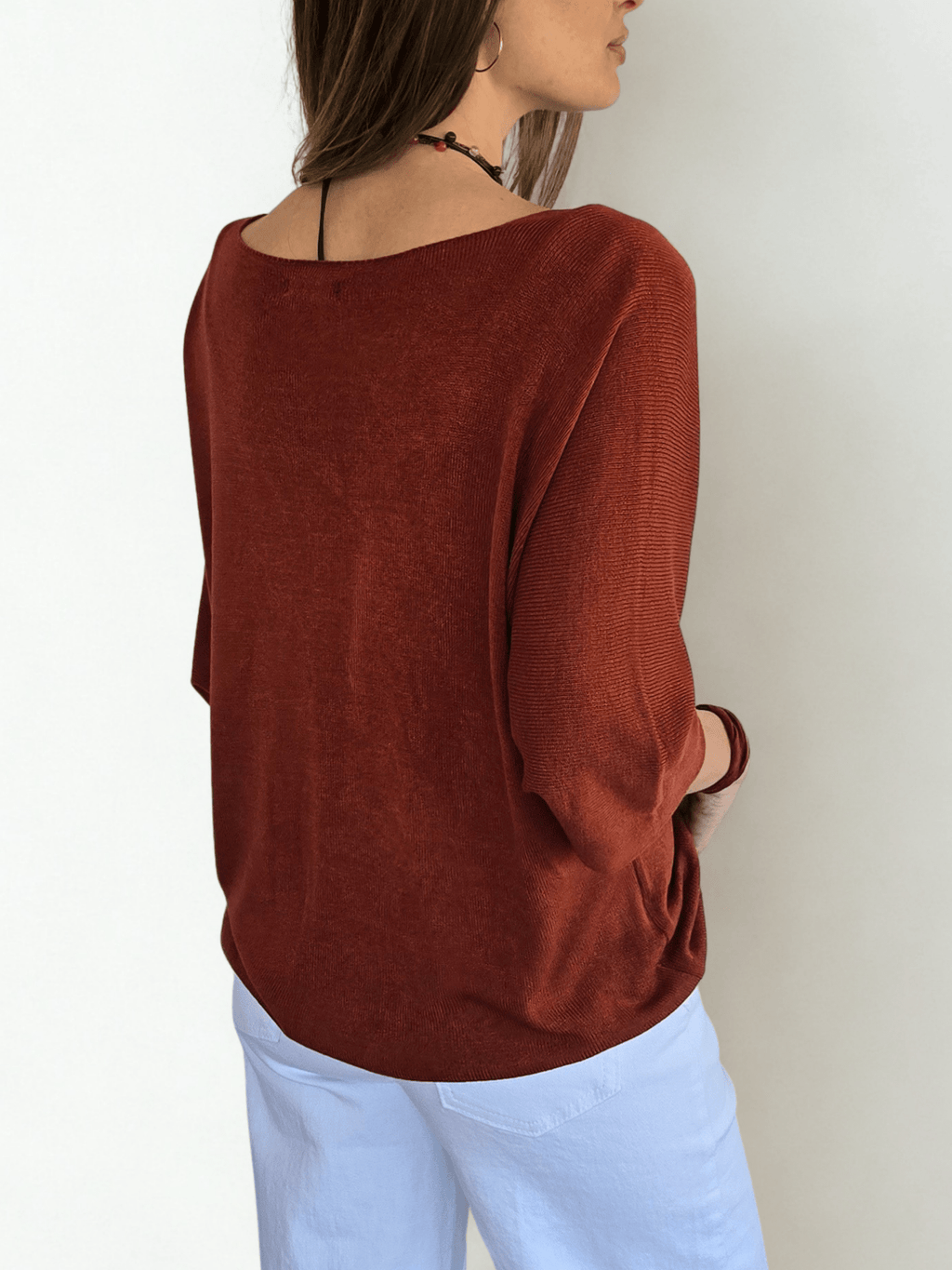Sweater Italiano Manga 3/4, color Terracota
