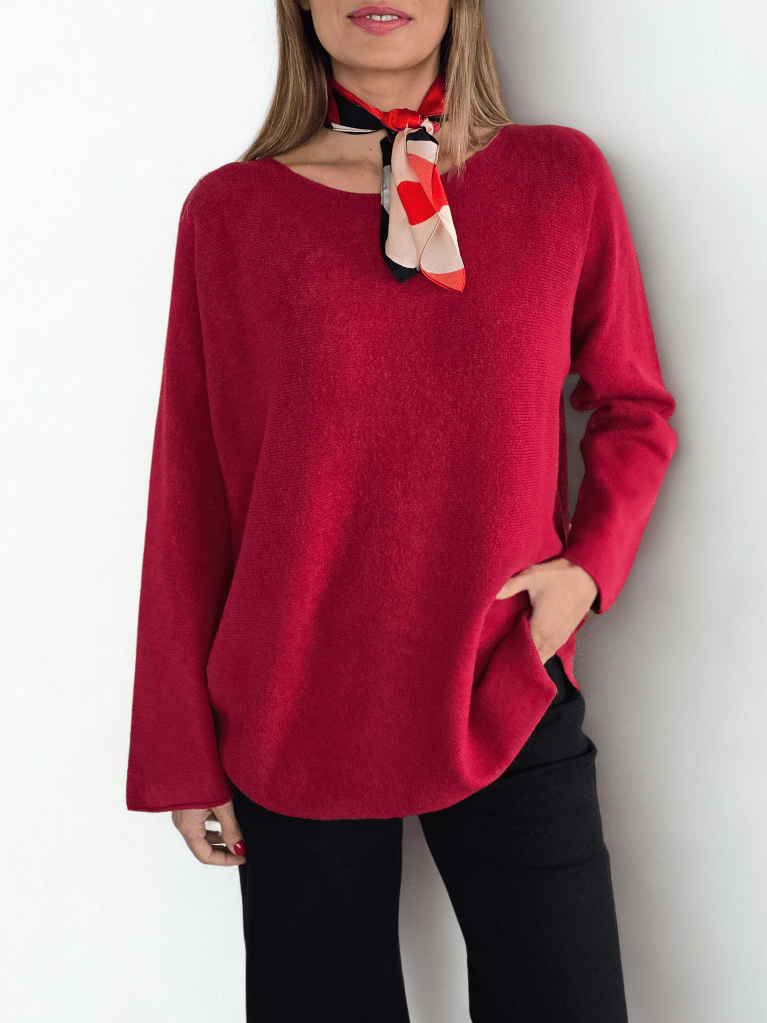 ´Sweater Italiano Básico, color Rojo Oscuro