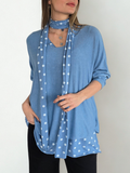 Sweater Italiano con Polera y Pañuelo, color Jacinto