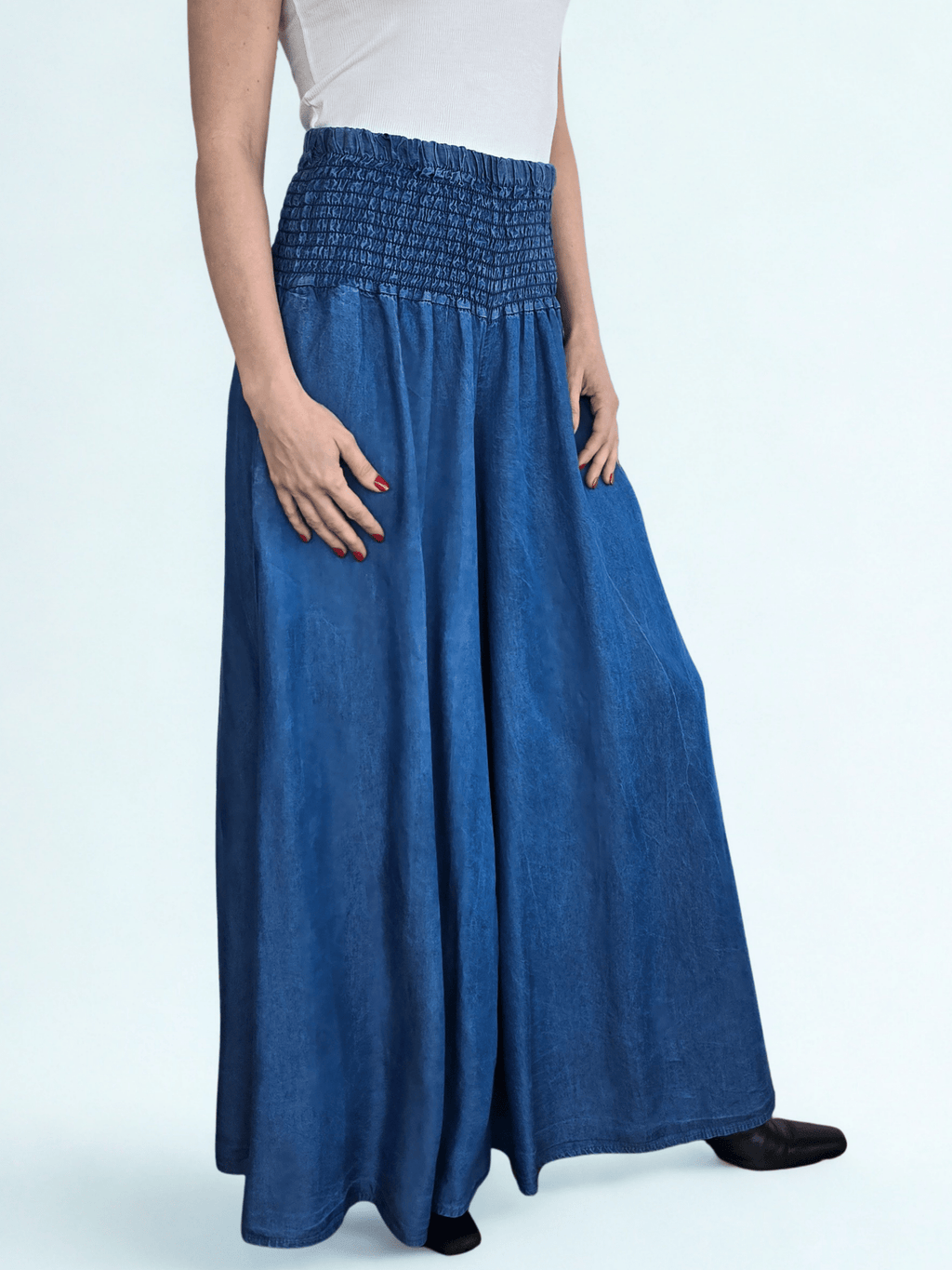 Pantalón Palazzo Italiano Tencel, color Azul