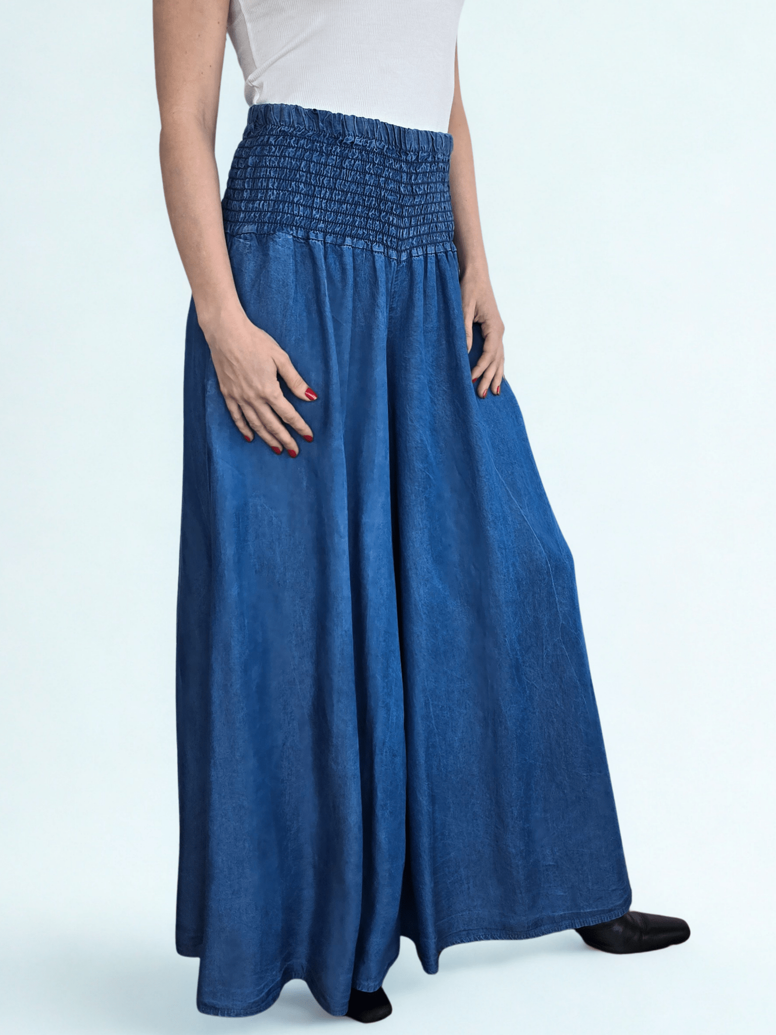 Pantalón Palazzo Italiano Tencel, color Azul
