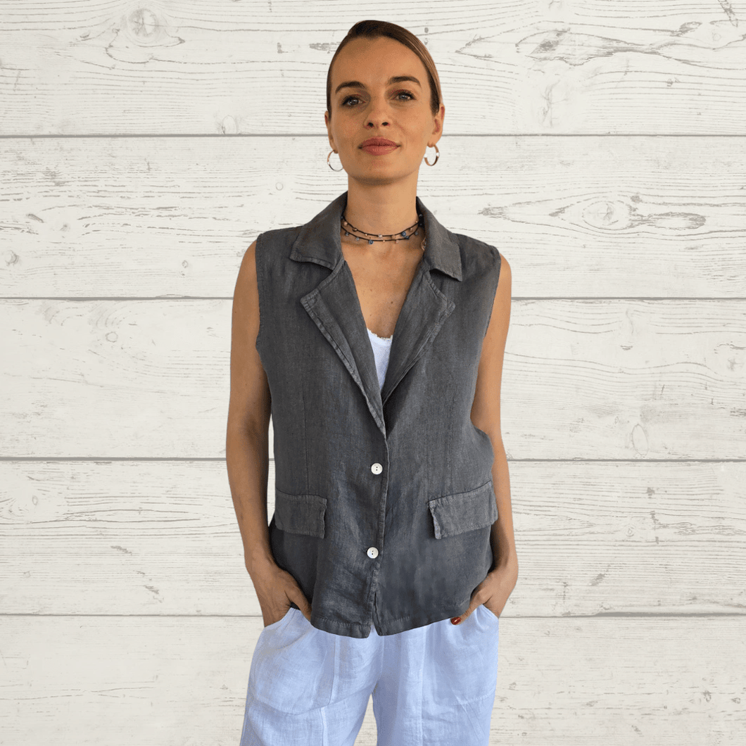 Chaqueta Blazer 100% Lino Italiano, color Gris