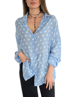 Blusa Lunares, color Celeste