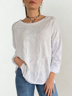 Blusa Italiana Bordada, color Blanco