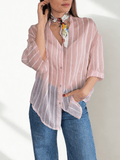 Blusa Italiana Rayada, fondo Rosado