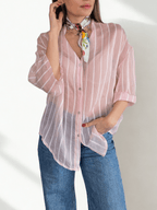 Blusa Italiana Rayada, fondo Rosado