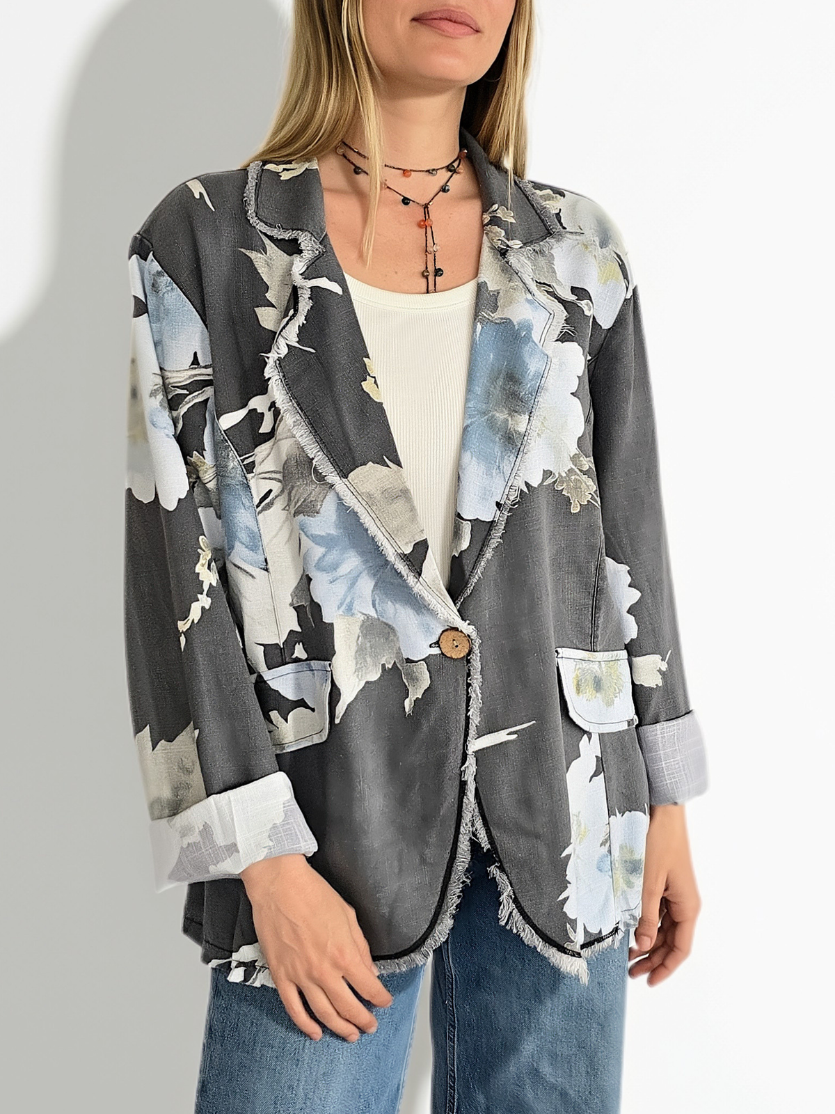 Chaqueta Estampada, fondo Gris