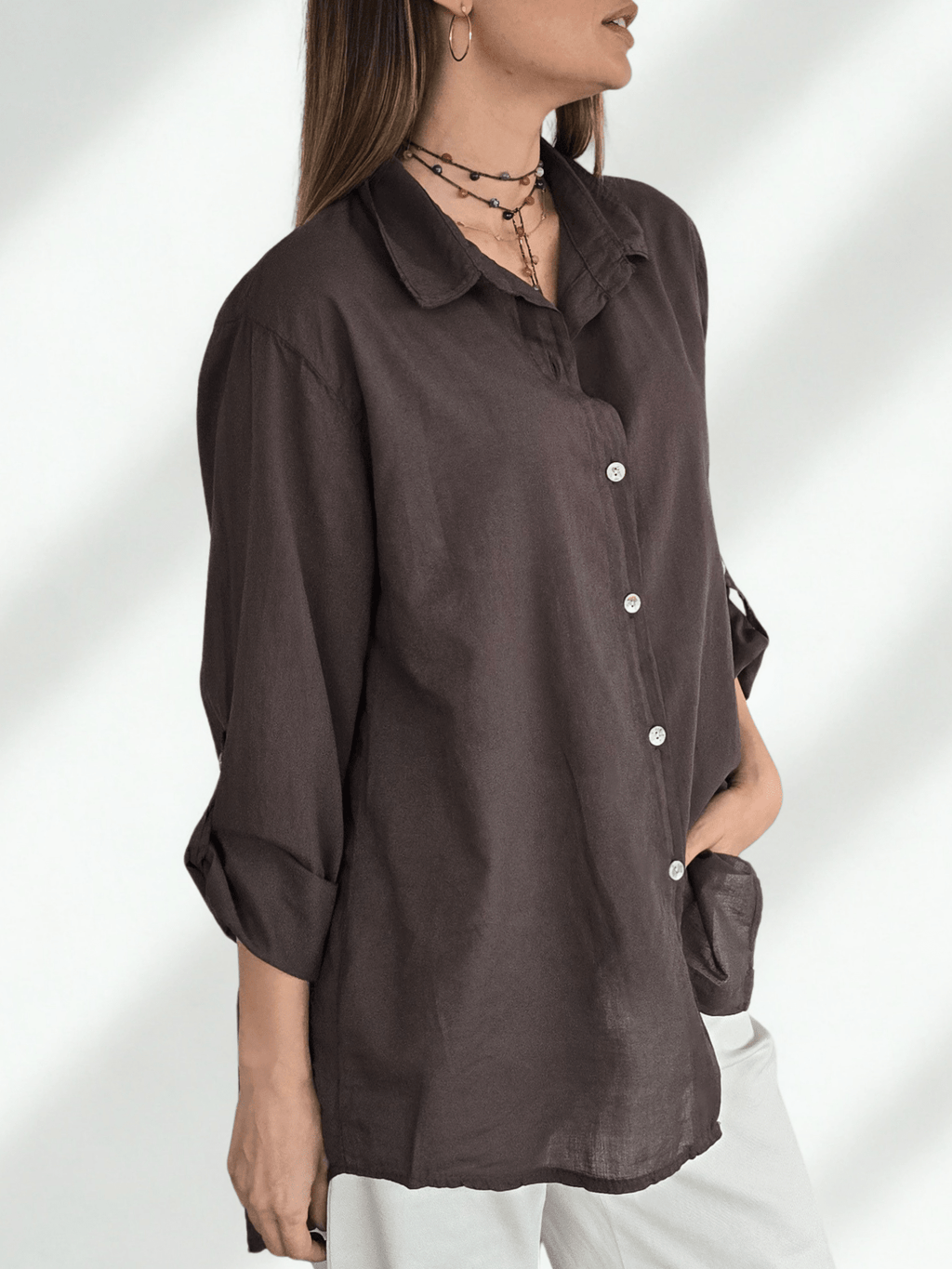 Blusa Italiana 100% Algodón, color Chocolate