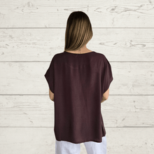 Cargar imagen en el visor de la galería, Blusa básica manga corta, color Chocolate

