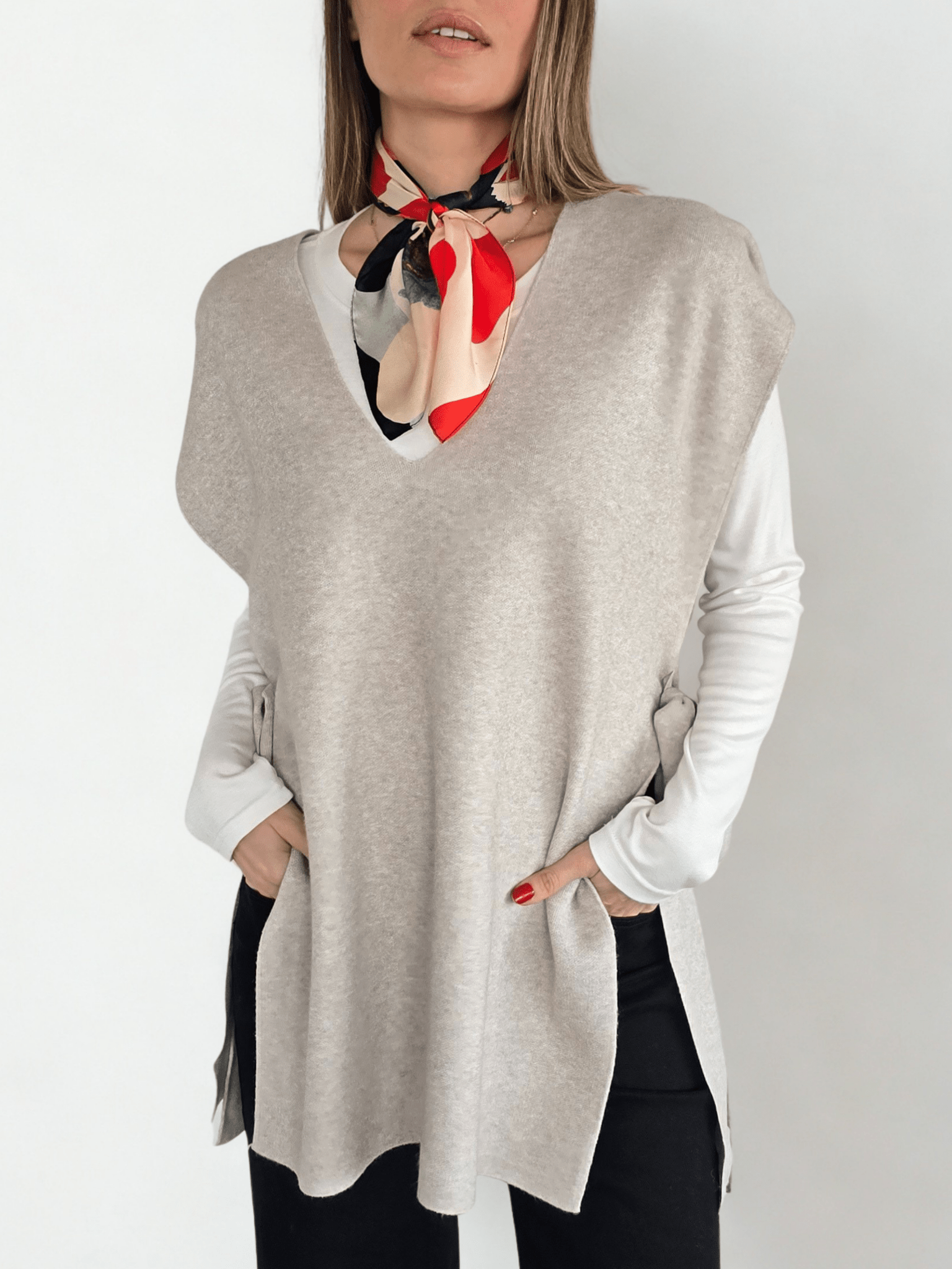 Sweater sin Mangas Lazo, color Beige