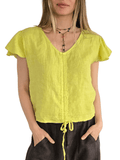 Blusa Italiana 100% Lino Tirita, color Pistacho
