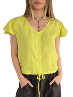 Blusa Italiana 100% Lino Tirita, color Pistacho