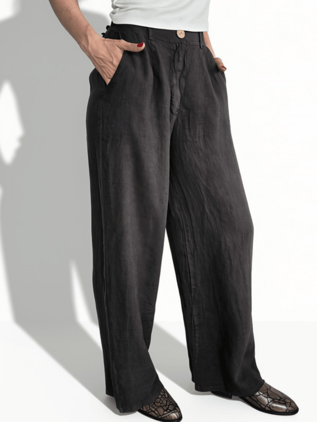 Pantalón 100% Lino Italiano, color Chocolate