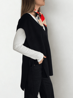 Sweater sin Mangas Lazo, color Negro