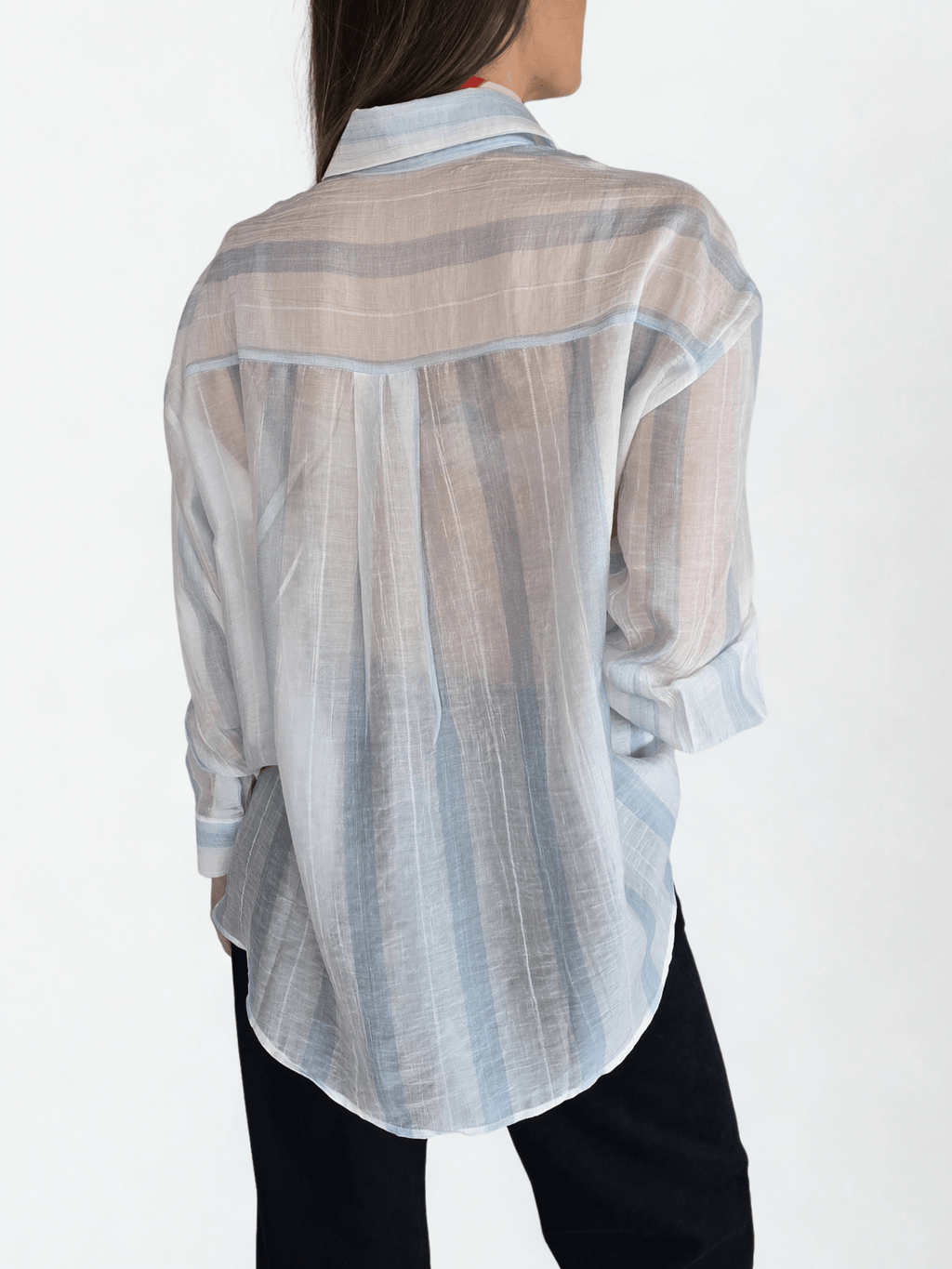 Blusa Rayada, Blanco con Celeste