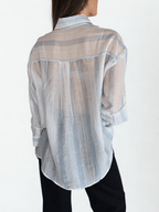 Blusa Rayada, Blanco con Celeste
