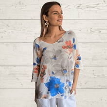 Cargar imagen en el visor de la galería, Sweater Italiano estampado flores, fondo blanco
