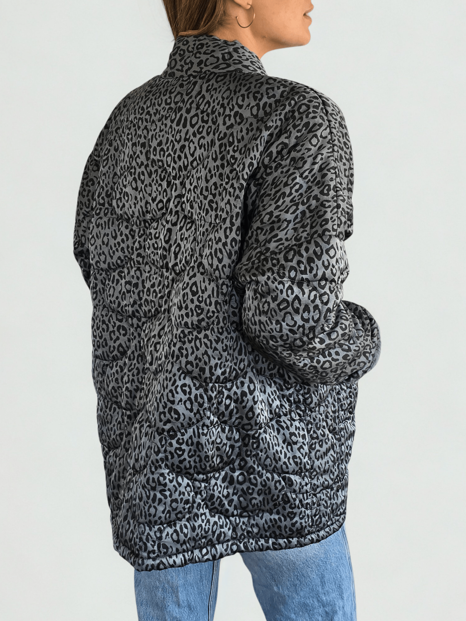 Chaqueta Italiana Animal Print, fondo Celeste