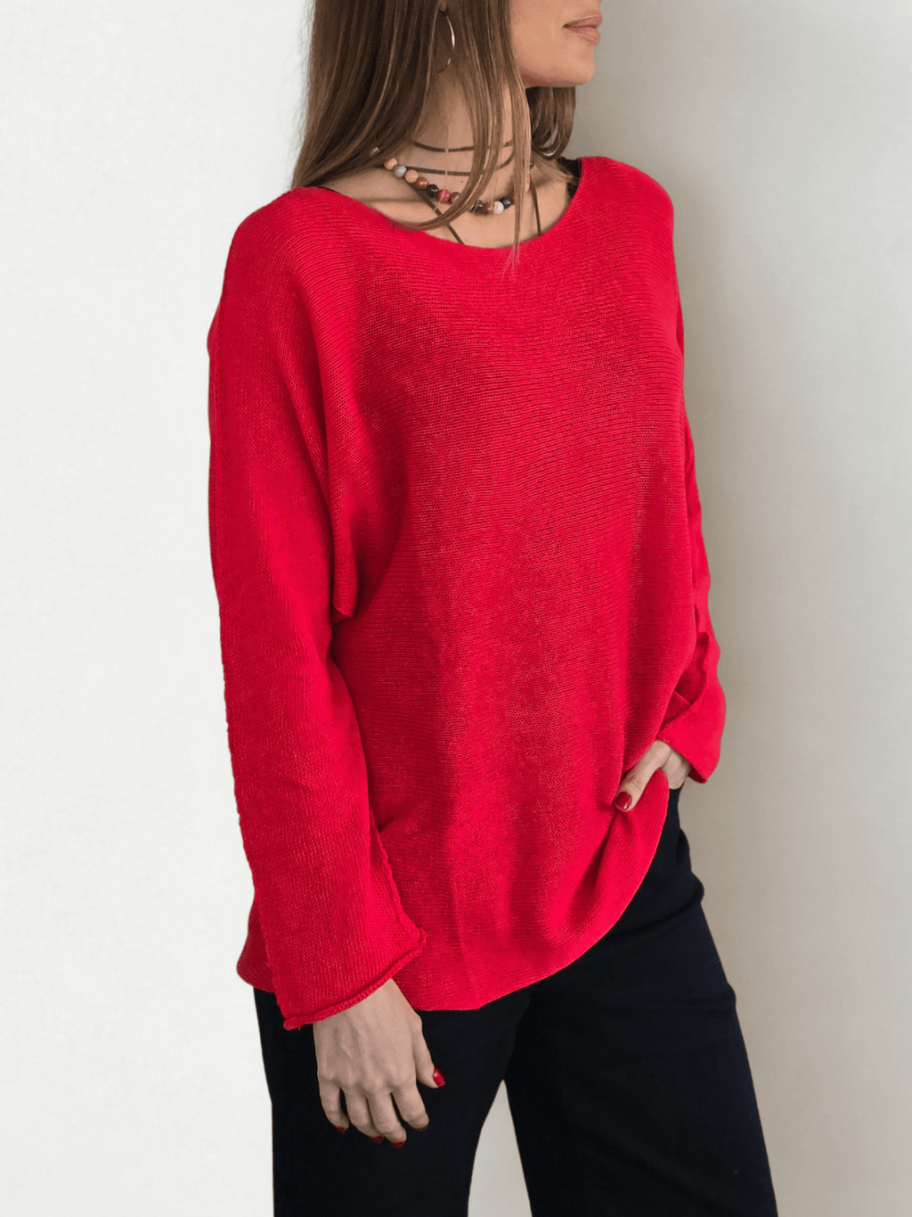 Sweater Italiano de Hilo, color Rojo
