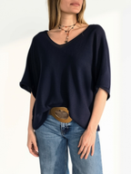 Sweater Italiano Manga 3/4, color Azul Marino