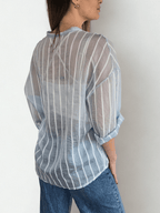 Blusa Italiana Rayada, fondo Celeste