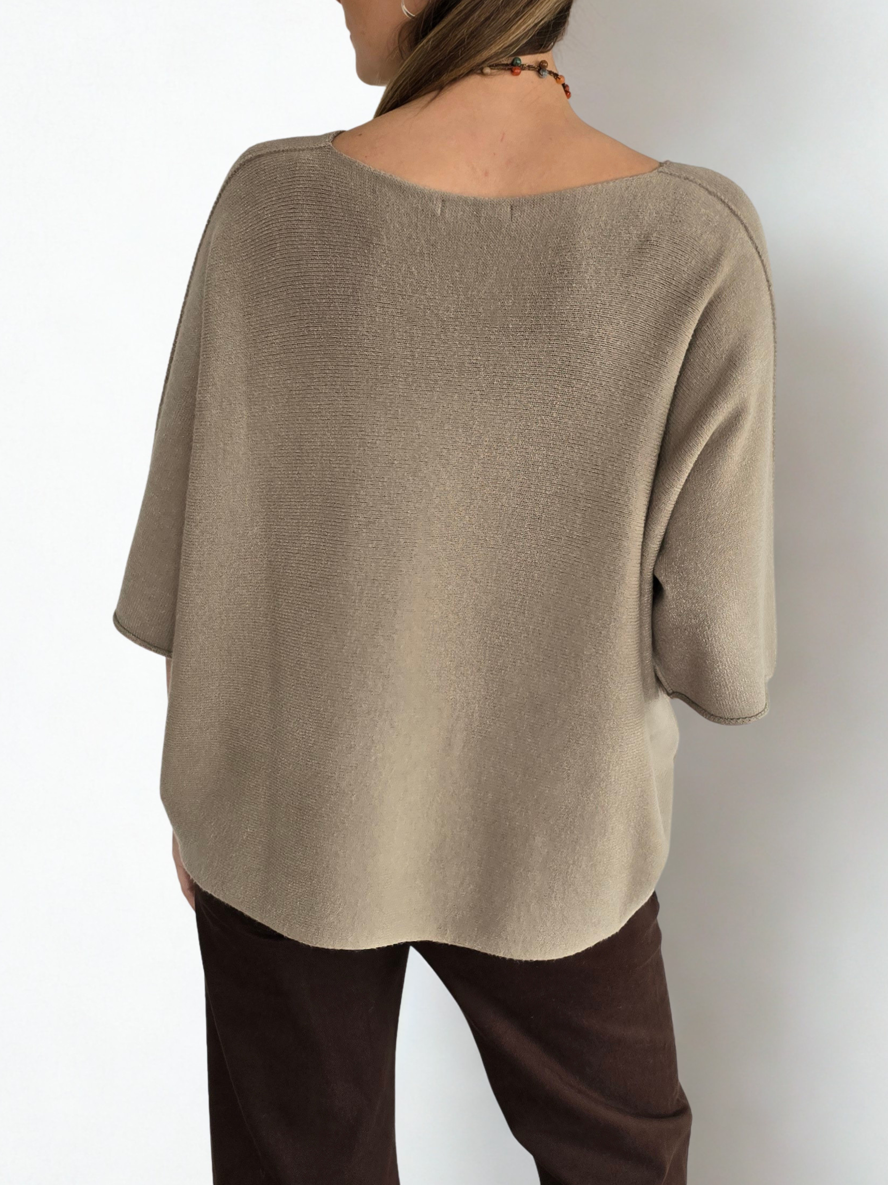 Sweater Italiano manga 3/4, color Tostado