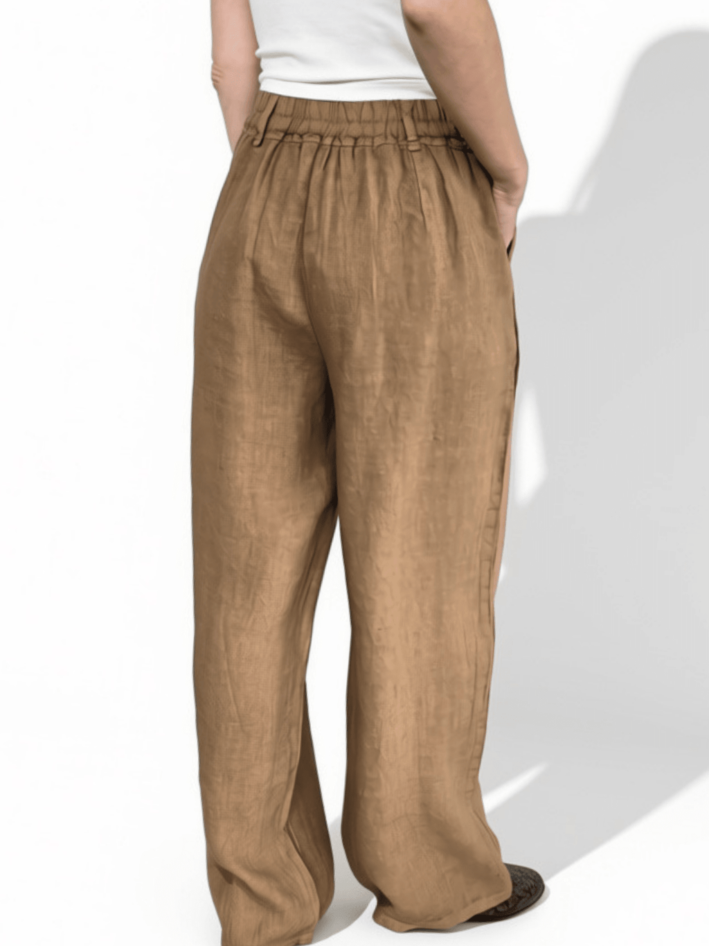 Pantalón 100% Lino Italiano, color Camel