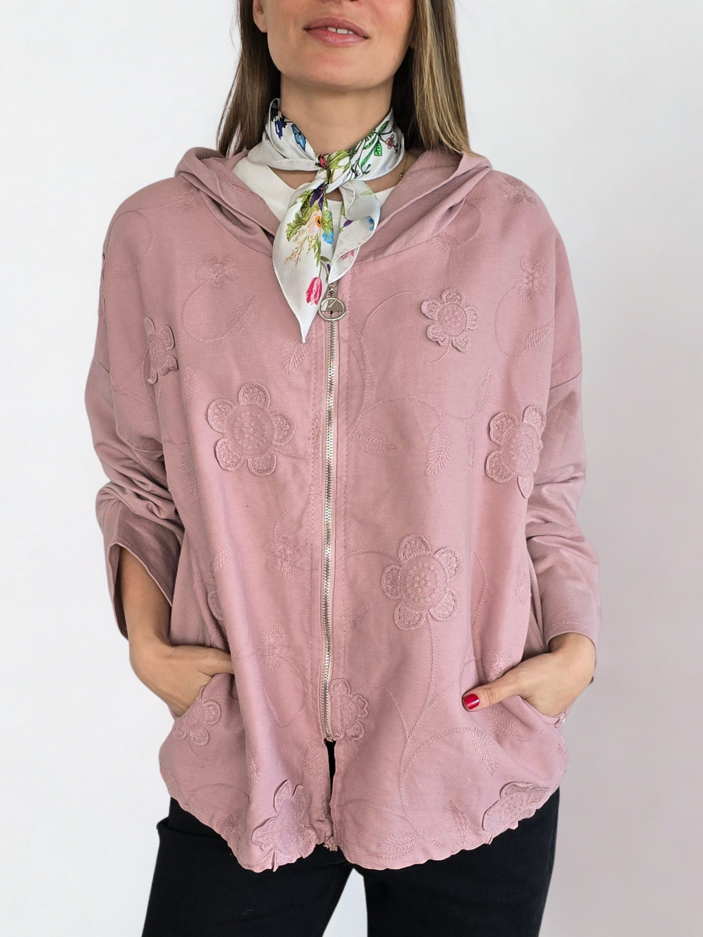 Chaqueta Italiana Bordada, color Rosado